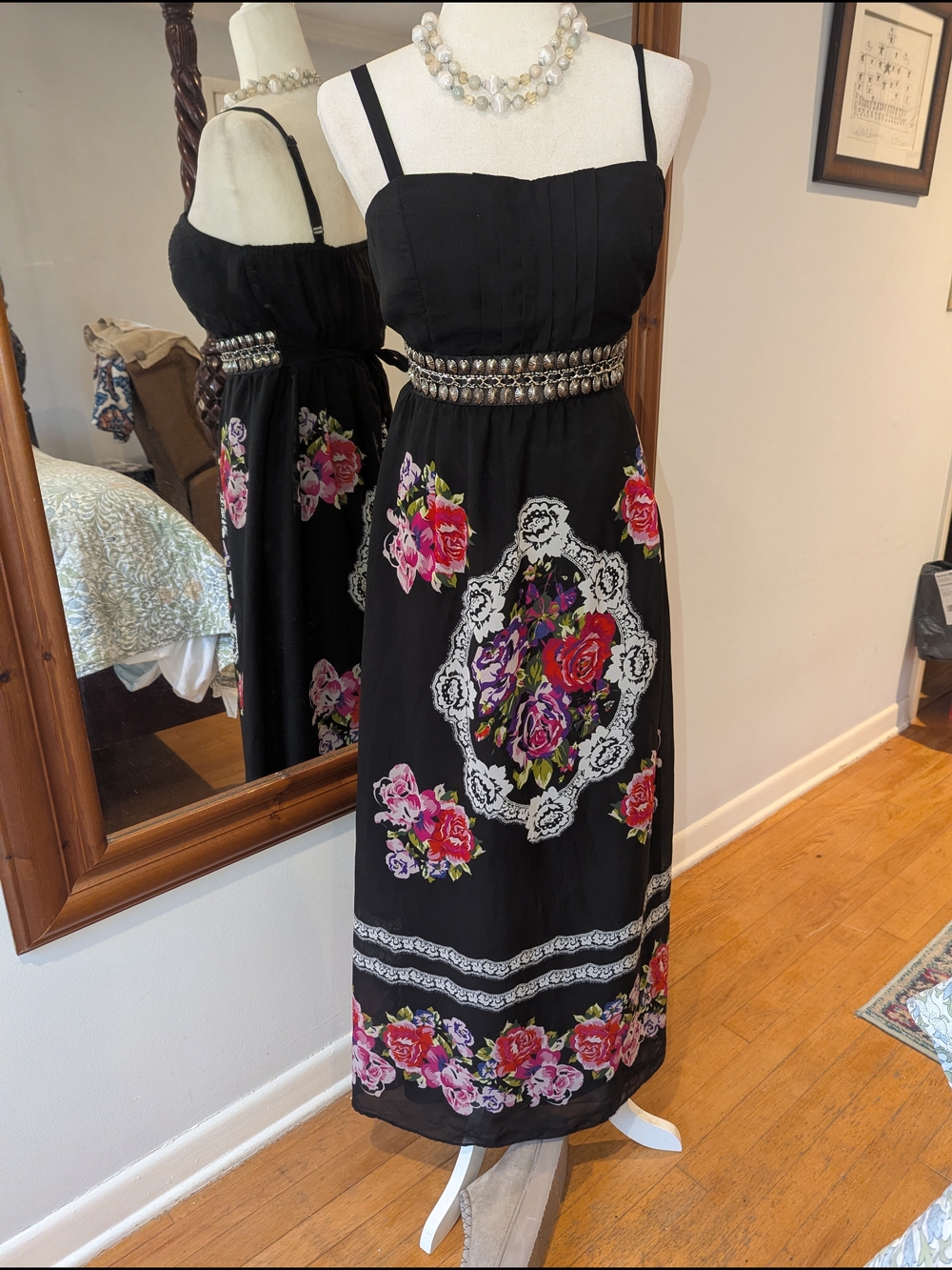 Simply Be Lovedrobe Floral Printed Studded Multi Coloured Long Maxi